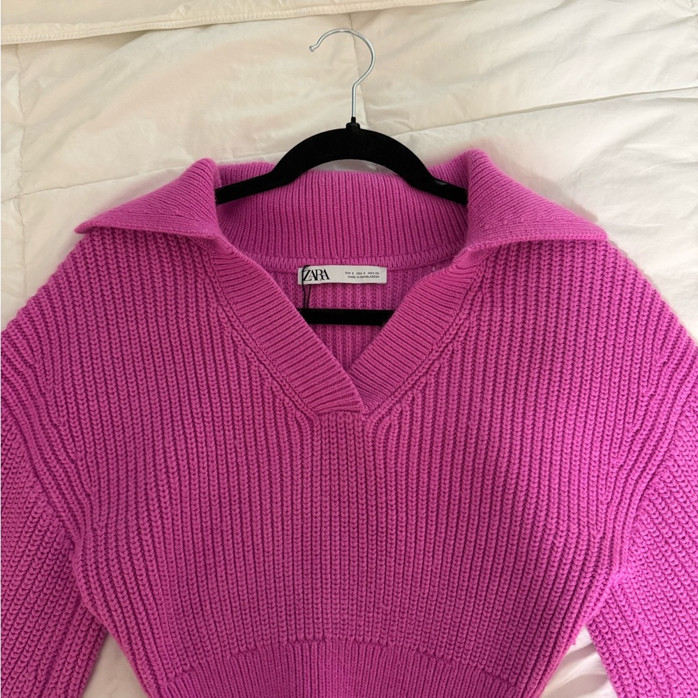 Zara Pink V-Neck Sweater
